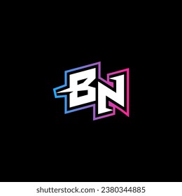 BN monogram logo design with abstract shape concept in vector