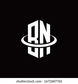 Logotipo del monograma BN en forma de hexágono y rodeado por un anillo