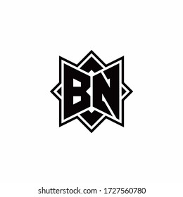 BN-Monogramm-Logo mit Design-Vorlage für die Umrisslinie mit quadratischer Rotation