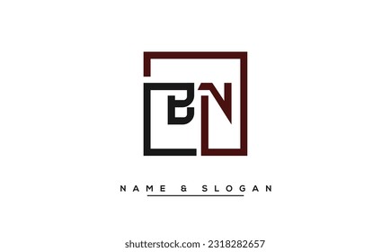 Monograma del logotipo de las letras abstractas BN, NB