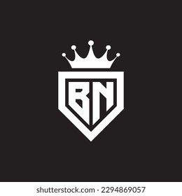 BN or NB logo monogram symbol shield with crown shape design vector
