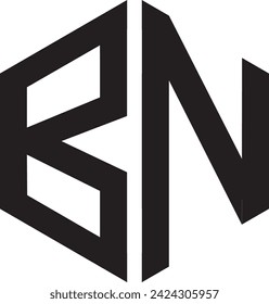 BN Polygon logo design, vector file, icon, symbol, 