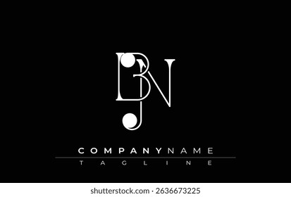 BN Typography Logo Design. Stylish monogram design depiction featuring the letters B and N combined in an artistic signature style, delivering a unique and creative visual representation.