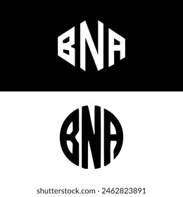 BNA letter location shape logo design. BLA letter location logo simple design