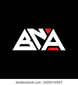 BNA triangle letter logo design with triangle shape. BNA triangle logo design monogram. BNA triangle vector logo template with red color. BNA triangular logo Simple, Elegant, and Luxurious design