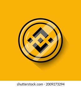 BNB Binance Crypto Currency. BNB coin vector isolated on yellow background. Flat design modern colors style. Crypto Currency vector illustration. svg