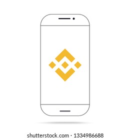 BNB Binance cryptocurrency icon logo vector on smartphone illustration