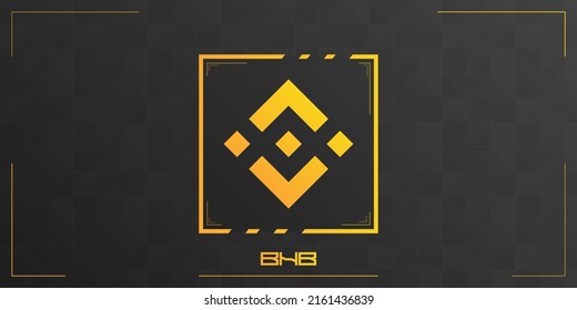 BNB cryptocurrency colorful logo on dark background with triangles pattern decoration. Vector illustration. svg