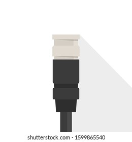 BNC cable vector isolated. Video connector, silver and black color. Electronic equipment for computer and television.