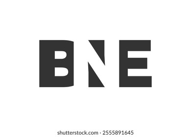 BNE logo design. Initial letter B N E bold font style for tech startups, consulting, corporate branding. Creative company name, headlines typography identity, trendy logotype. Vector illustration.