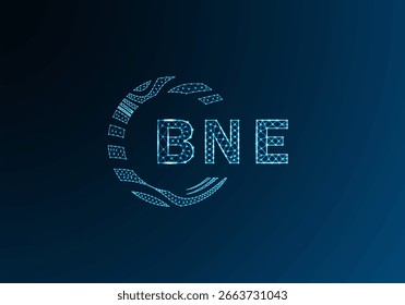 BNE low poly letter logo vector design. BNE lower poly logo design. BNE unique low poly logo design.