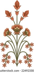 bneautiful hand drawn colour full floral motif