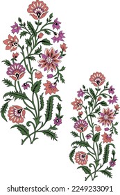 bneautiful hand drawn colour full floral motif