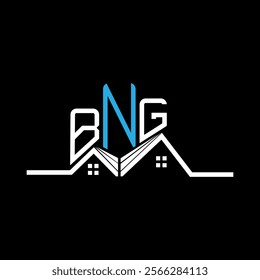 BNG Real State logo design, BNG simple and modern logo. BNG luxurious alphabet design  