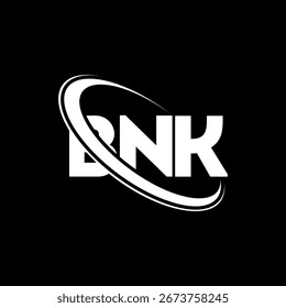 Logotipo do BNK. Carta BNK. Design de logotipo de letra BNK. Iniciais B NK logotipo ligado com círculo e maiúsculo monograma logotipo. Tipografia BNK para marca de tecnologia, negócios e imóveis.