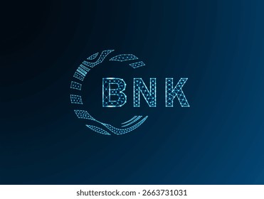 BNK low poly letter logo vector design. BNK lower poly logo design. BNK unique low poly logo design.