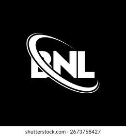 Logo de BNL. Carta BNL. Diseño del logotipo de la letra BNL. Logo de las iniciales B NL vinculado con el círculo y el logotipo del monograma en mayúsculas. Tipografía BNL para tecnología, negocio y marca inmobiliaria.