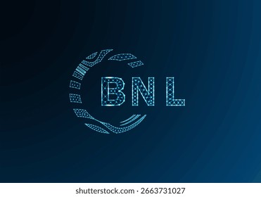 BNL baixo design de vetor de logotipo de letra poli. BNL design de logotipo poli inferior. BNL design exclusivo logotipo baixo poli.