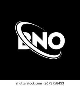 Logotipo da BNO. Carta BNO. Design do logotipo da letra BNO. Iniciais B NO logótipo ligado ao círculo e monograma maiúsculo. BNO tipografia para tecnologia, negócios e marca imobiliária.
