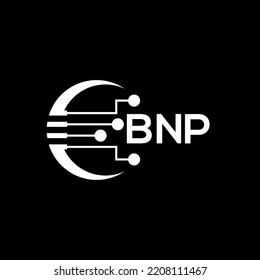 BNP Letter logo black background .BNP technology logo design vector image in illustrator .BNP letter logo design for entrepreneur and business.
