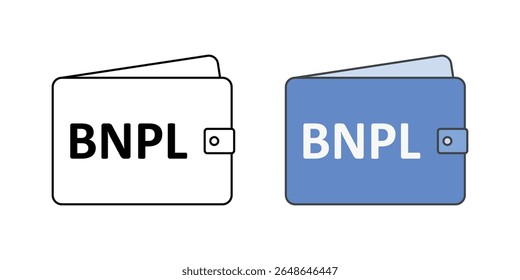 BNPL no ícone de carteira móvel com carteira e rótulo BNPL, perfeito para financiamento digital, aplicativos de pagamento, e comprar agora pagar plataformas posteriores.