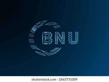 Diseño de Vector de logotipo de letra polivinílica baja BNU. Diseño de logotipo de poliéster inferior de BNU. Diseño único del logotipo de baja poli de BNU.
