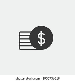 Bnuch Of Coins Vector Icon Money Dollar Penny Cent