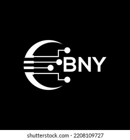 BNY Letter logo black background .BNY technology logo design vector image in illustrator .BNY letter logo design for entrepreneur and business.
