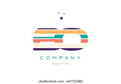 bo b o alphabet letter logo colors colorful line stripe font creative text dots company vector icon design template