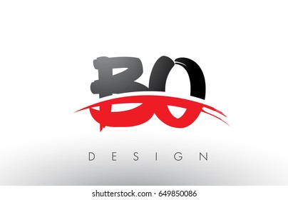 BO B O Brush Logo Letters Design with Red and Black Colors and Brush Letter Concept.
