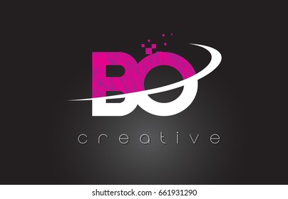 BO B O Creative Letters Design. White Pink Letter Vector Illustration.