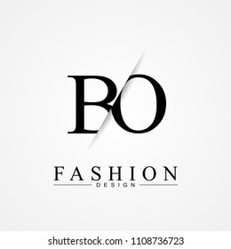 BO B O cutting and linked letter logo icon with paper cut in the middle. Creative monogram logo design. Fashion icon design template.