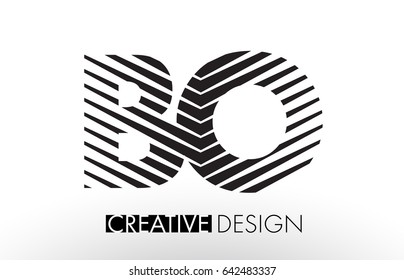 BO B O Lines Letter Design with Creative Elegant Zebra Vector Illustration.