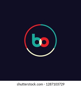 BO B O logo design with colorful circle frame. Modern logo template with bright color concept. vector illustration