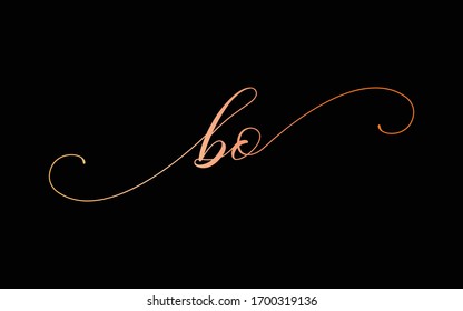 bo or b, o Lowercase Cursive Letter Initial Logo Design, Vector Template