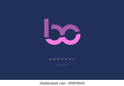 bo b o  pink blue pastel modern abstract alphabet company logo design vector icon template 