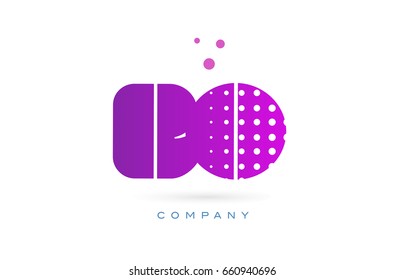 bo b o pink dots dotted letter logo alphabet creative company vector icon design template