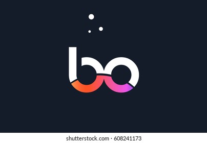 bo b o  pink modern creative purple alphabet white blue gradient company letter logo design vector icon template