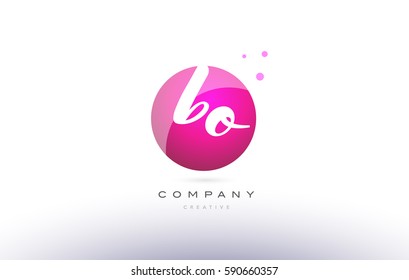 bo b o  sphere pink 3d alphabet company letter combination logo hand writting written design vector icon template 