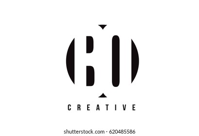BO B O White Letter Logo Design with Circle Background Vector Illustration Template.