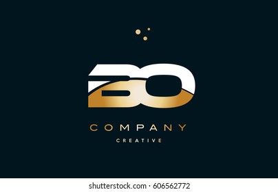 bo b o  white yellow gold golden metal metallic luxury alphabet company letter logo design vector icon template