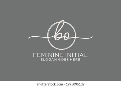 BO handwriting logo with circle template vector logo of initial signature, wedding, fashion, floral and botanical with creative template.