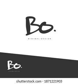BO Escritura manual inicial o logotipo manuscrito para la identidad. Logo con firma y estilo dibujado a mano.