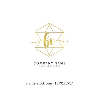 BO initial handwriting logo geometric template vector