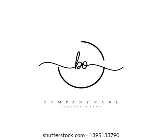 BO initial handwriting logo template vector
