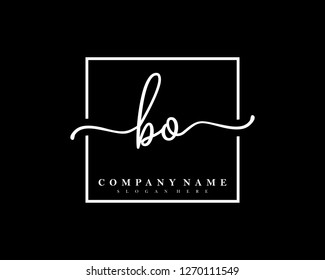 BO Initial handwriting square minimalist logo vector