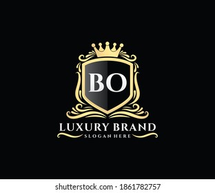 BO Letra inicial Oro caligrafía caligráfica femenina floral mano trenzada heráldica monograma antiguo estilo vintage diseño logotipo de lujo estilo antiguo.