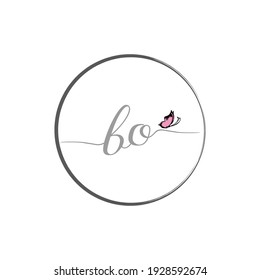BO erstes Logo-Design für Handschriften mit Schmetterling