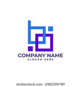BO initial lettermark with the geometric  letter B connected to the letter O represent connection and pixel technology