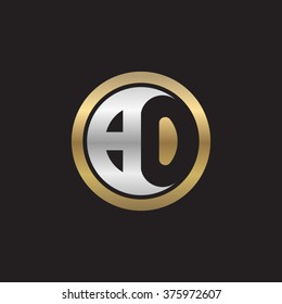 BO initial letters circle elegant logo golden silver black background